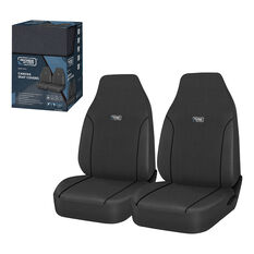 Ridge Ryder Canvas Seat Covers Charcoal/Black Piping Built-In Headrests Airbag Compatible 60SAB, , scanz_hi-res