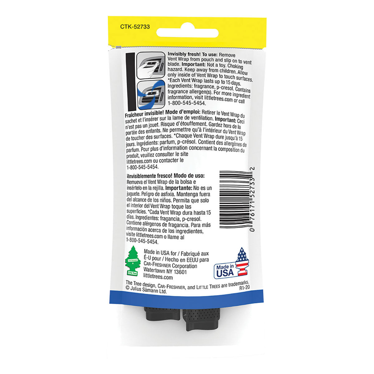 Little Trees Vent Wrap Air Freshener - New Car 4 Pack, , scanz_hi-res