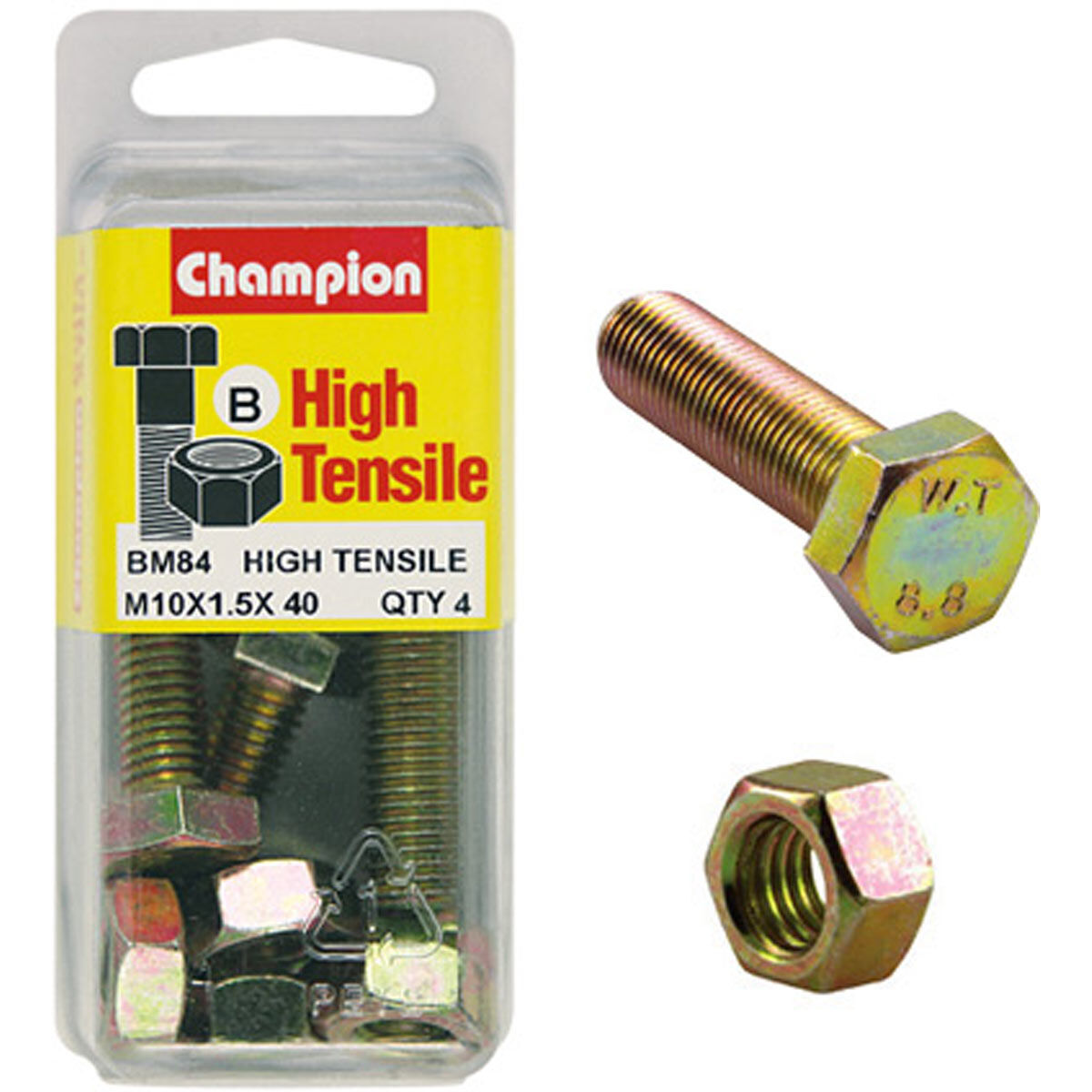 Champion High Tensile Bolts and Nuts BM84, M10x1.5 x 40mm, , scanz_hi-res