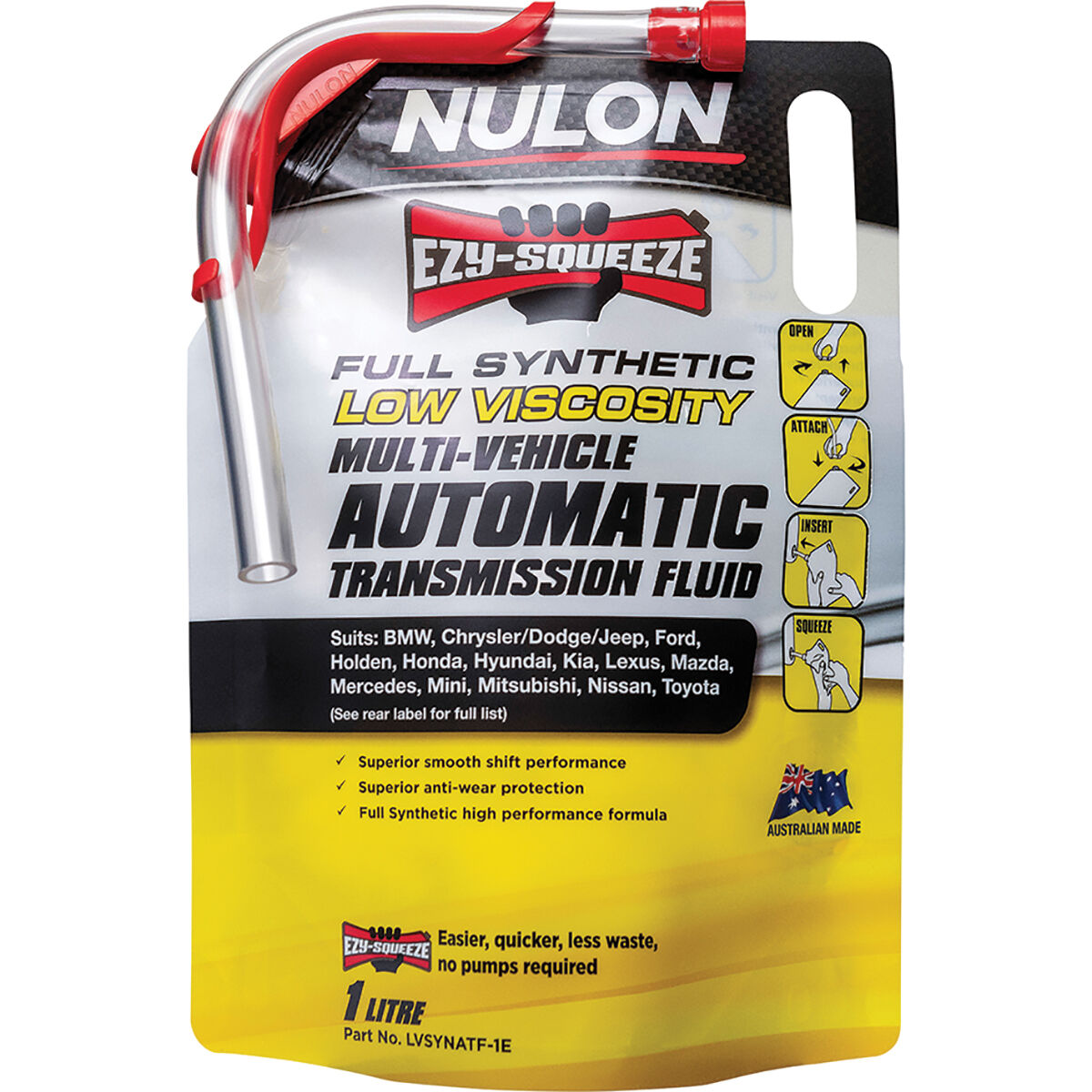 NULON EZY-SQUEEZE Low Viscosity Multi-Vehicle Automatic Transmission Fluid - 1 Litre, , scanz_hi-res