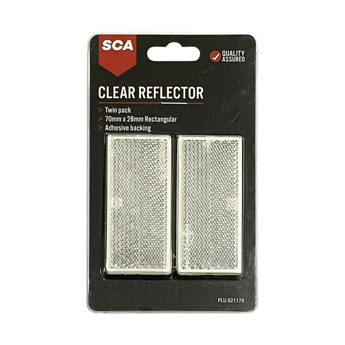 SCA Reflector Twin Pack Rectangular Clear 70 x 28mm, , scanz_hi-res
