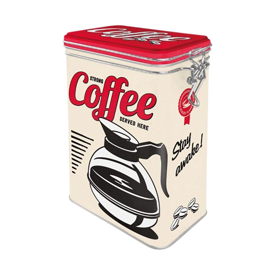 Nostalgic-Art Clip Top Tin Box - Strong Coffee Served Here, , scanz_hi-res