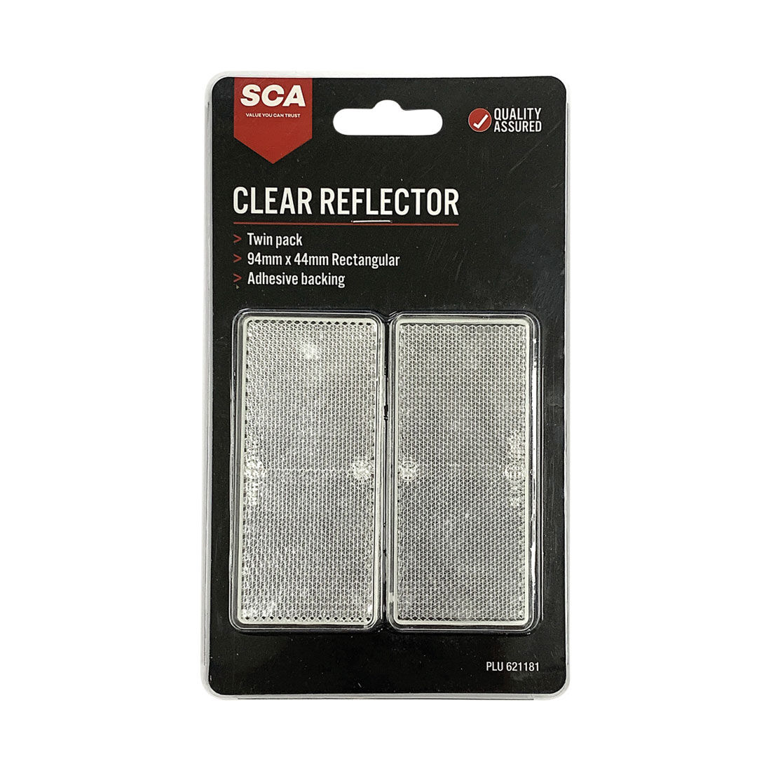 SCA Reflector Twin Pack Rectangular Clear 94 x 44mm, , scanz_hi-res