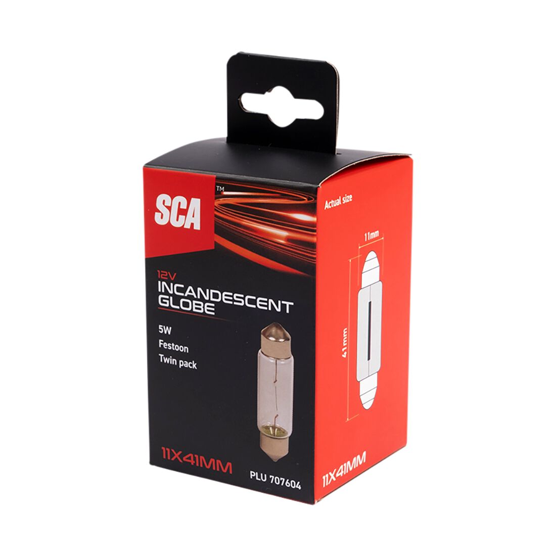 SCA Incandescent Globe - 11X41MM 12V 5W - 2 Pack, , scanz_hi-res