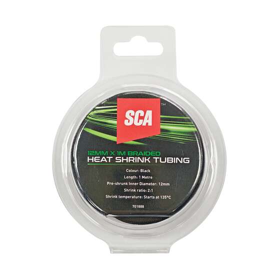 SCA Braided Heat Shrink Tubing 12mm x 1m - Black, , scanz_hi-res
