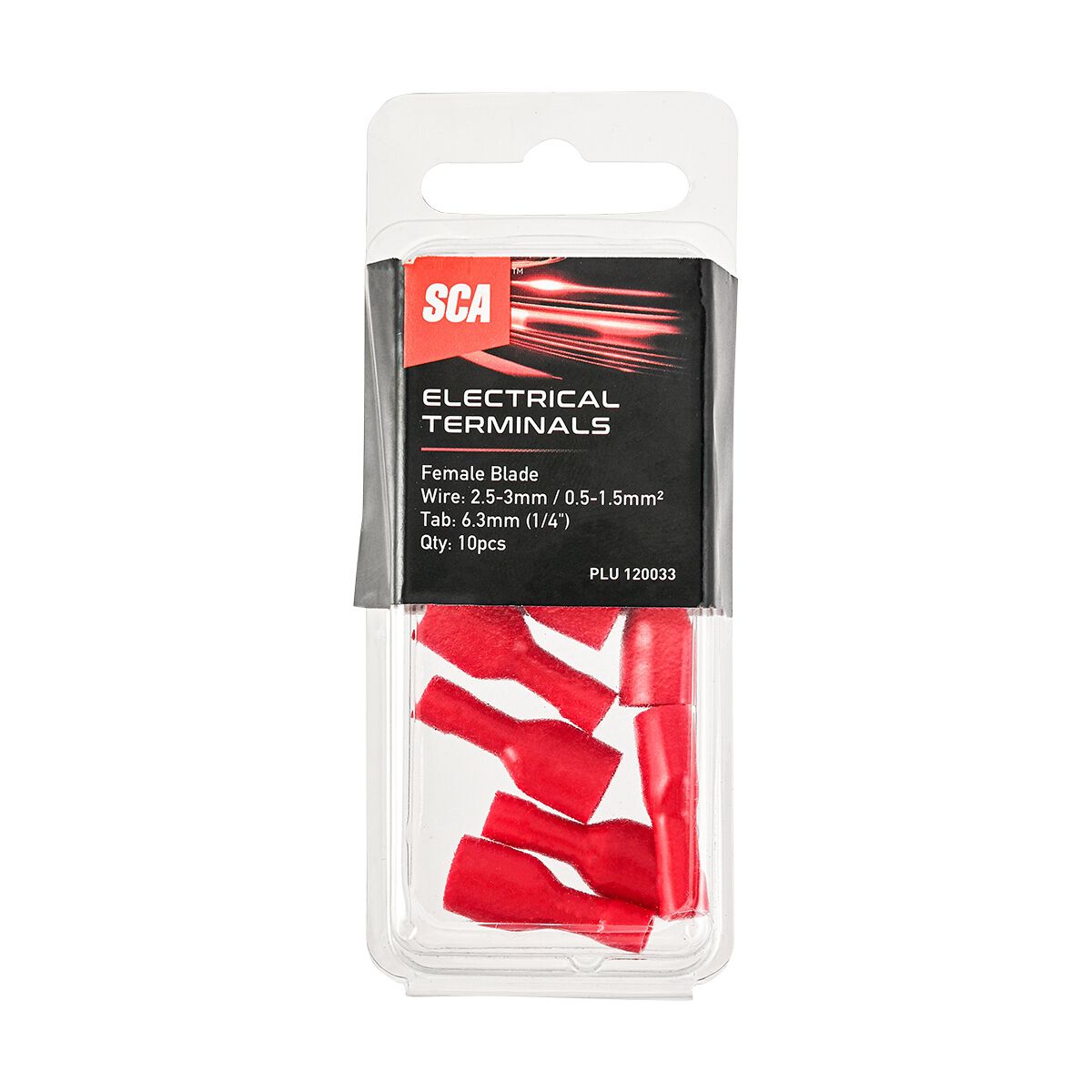 SCA Electrical Terminals Female Blade 6.3mm Red 10 Pack, , scanz_hi-res