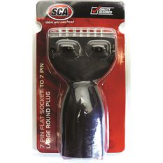 SCA Trailer Adaptor - Stubbie, 7 Pin Flat Socket to 7 Pin Large Round Plug, , scanz_hi-res