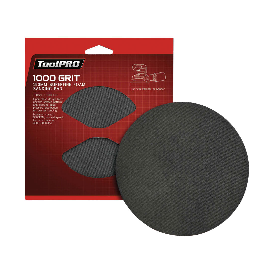 ToolPRO Foam Disc Superfine 150mm 1000 Grit, , scanz_hi-res