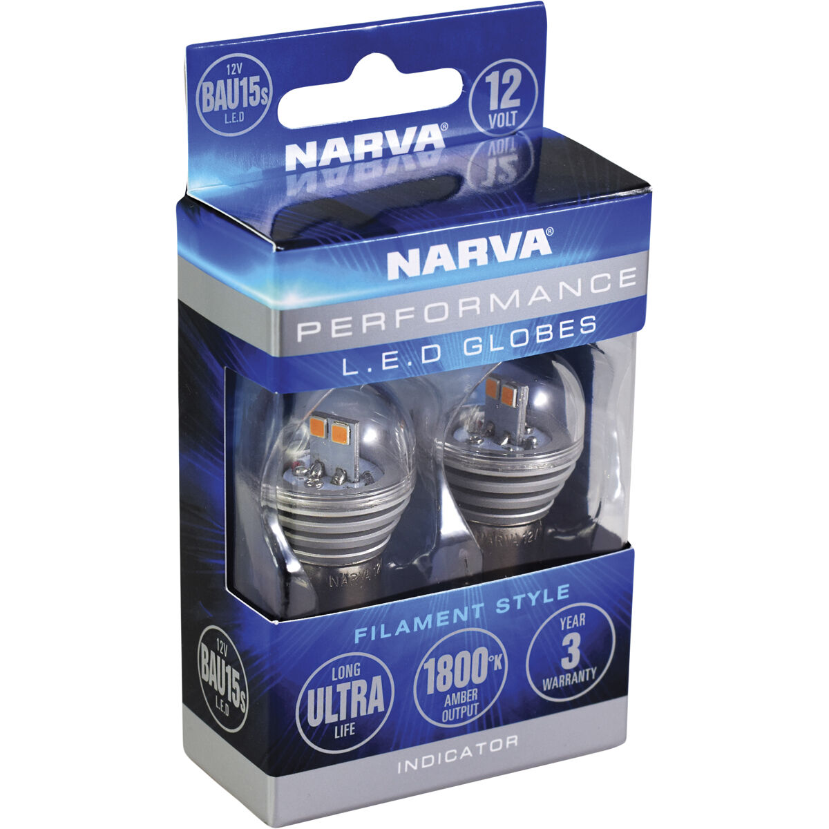 LED Globe - Bayonet, 12V, Amber, BAU15S, , scanz_hi-res