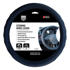 SCA Steering Wheel Cover - PU Racing, Black/Blue, 380mm diameter, , scanz_hi-res