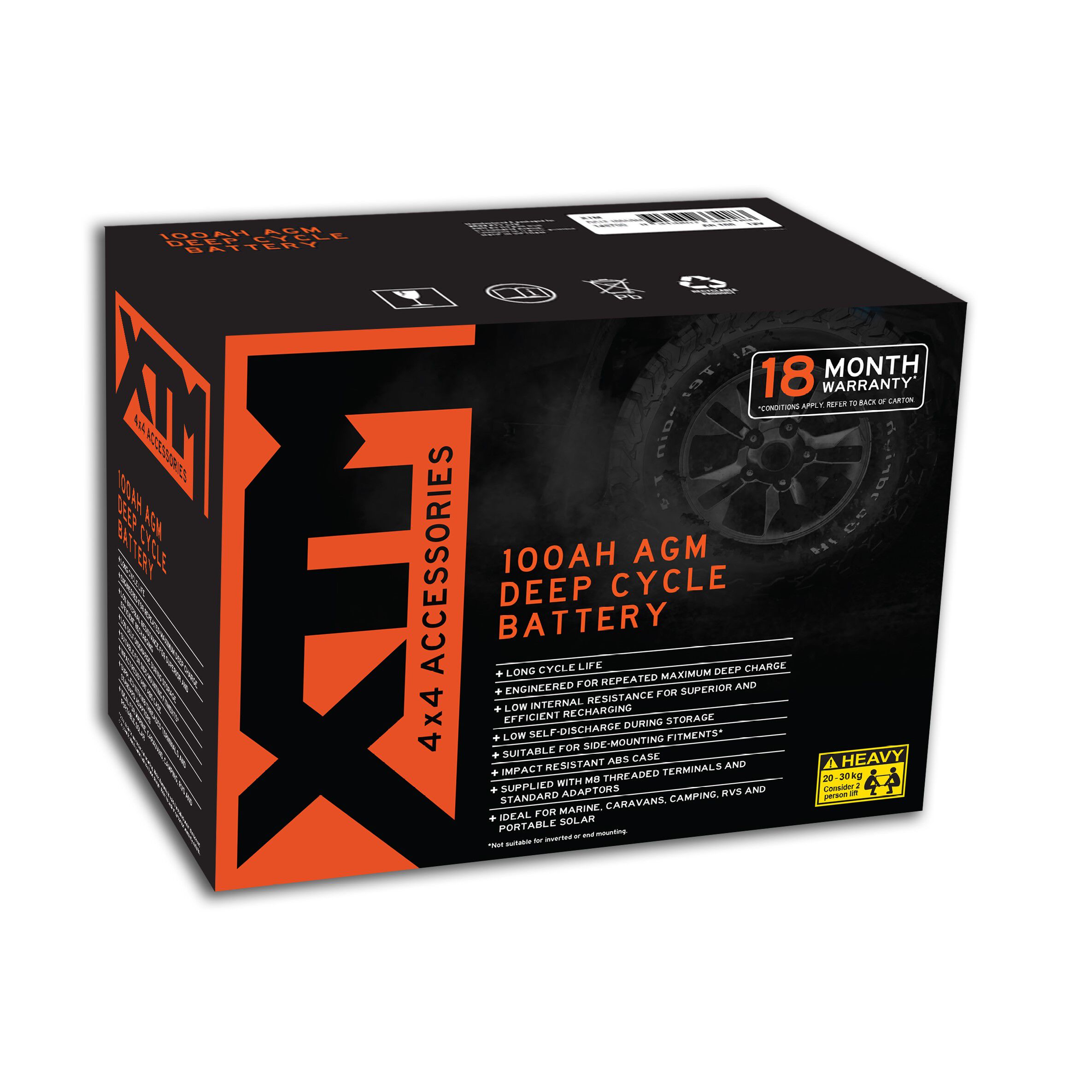 XTM Deep Cycle AGM Battery DC12-100AGM, , scanz_hi-res