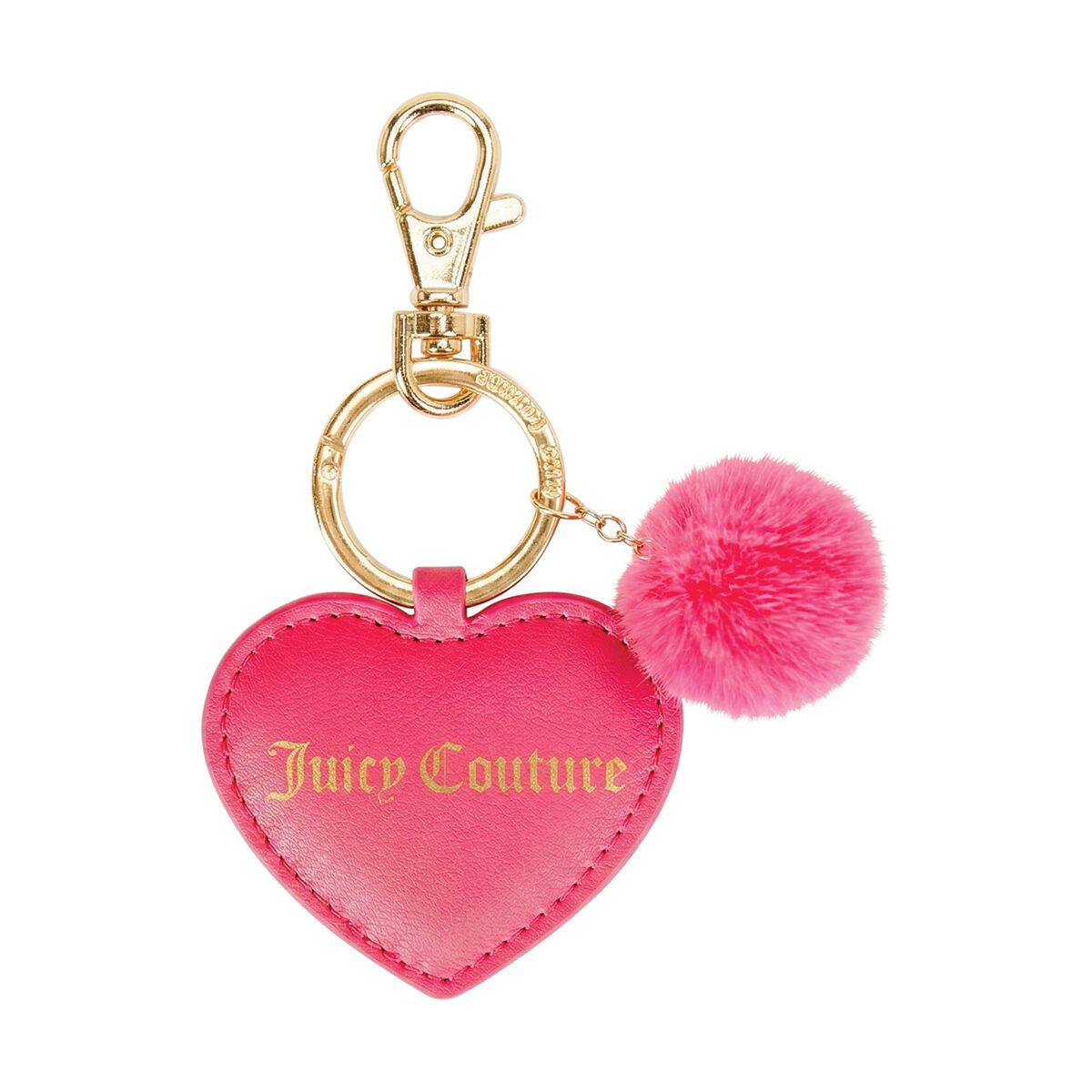 Juicy Couture Bling Juicy Keyring - Pink Heart Pompom, , scanz_hi-res