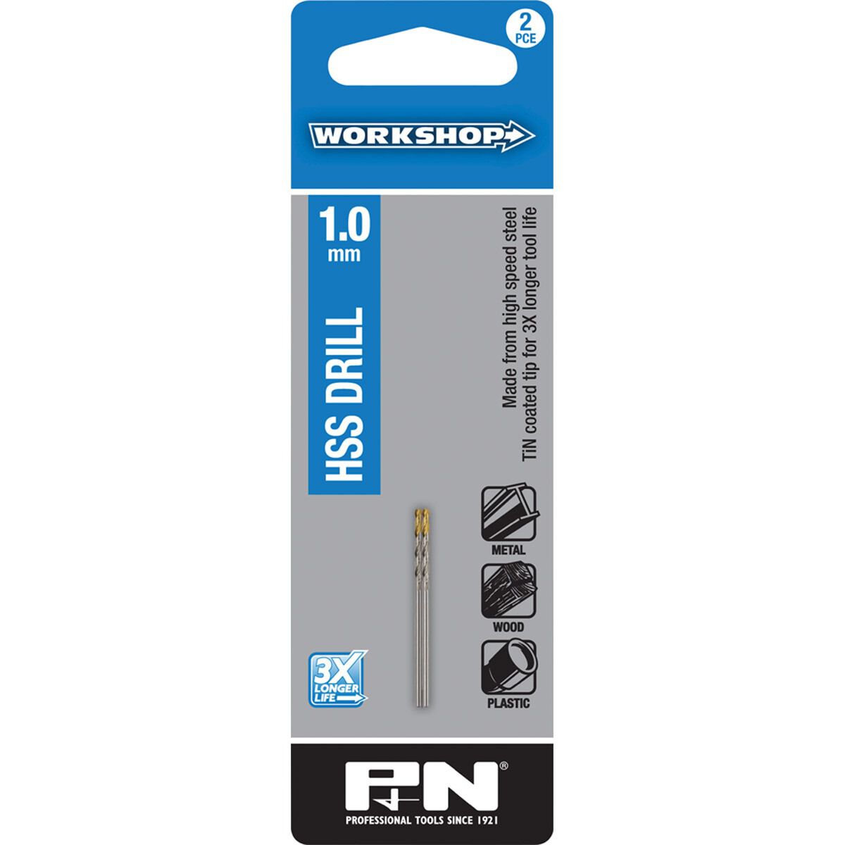 P&N Workshop Drill Bit HSS Tin Tipped 1.0mm 2 Pack, , scanz_hi-res