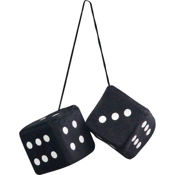 SCA Fluffy Dice Black with White Dots or White with Black Dots