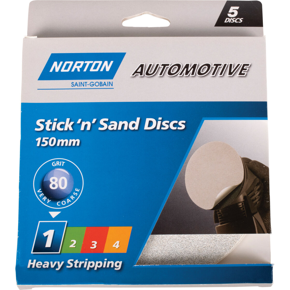 Norton 150mm Sticky Disc 80 Grit 5 Pack, , scanz_hi-res
