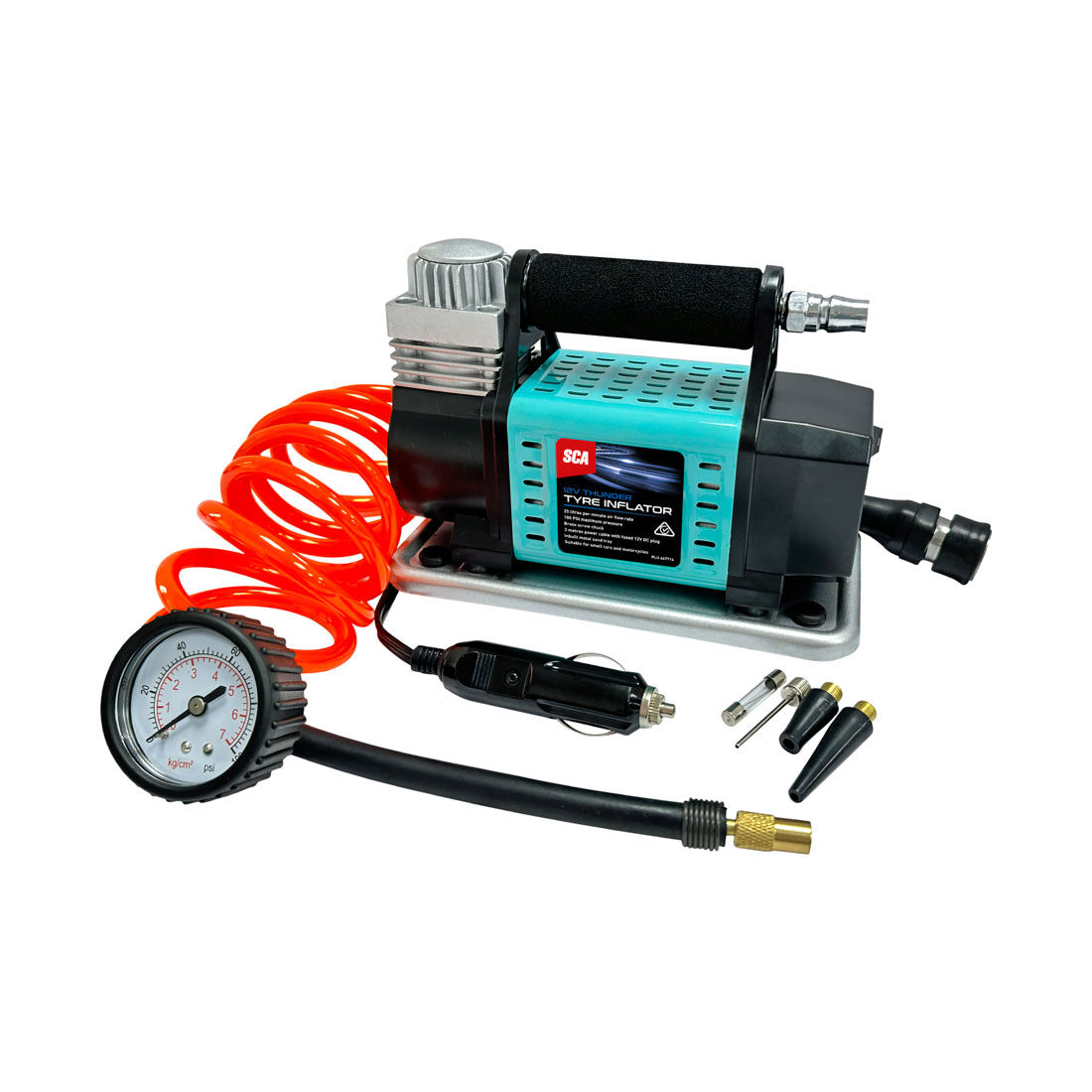 SCA Thunder 12V 100PSI 25LPM Tyre Inflator, , scanz_hi-res