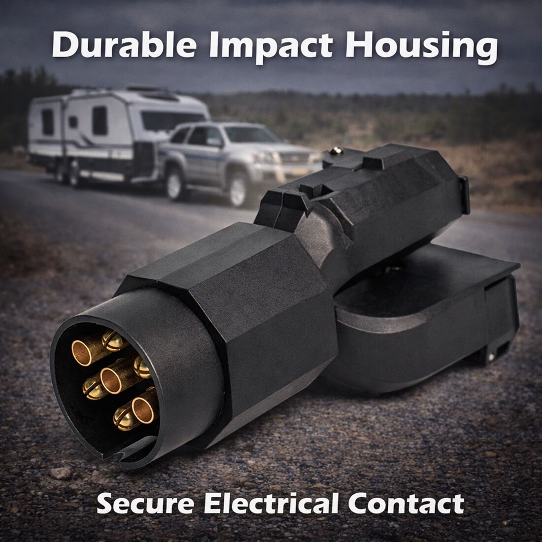 SCA Trailer Adaptor 3 Way 7 Pin Large Round Socket to 7 Pin Small Round Plug, 7 Pin Flat Plug, , scanz_hi-res