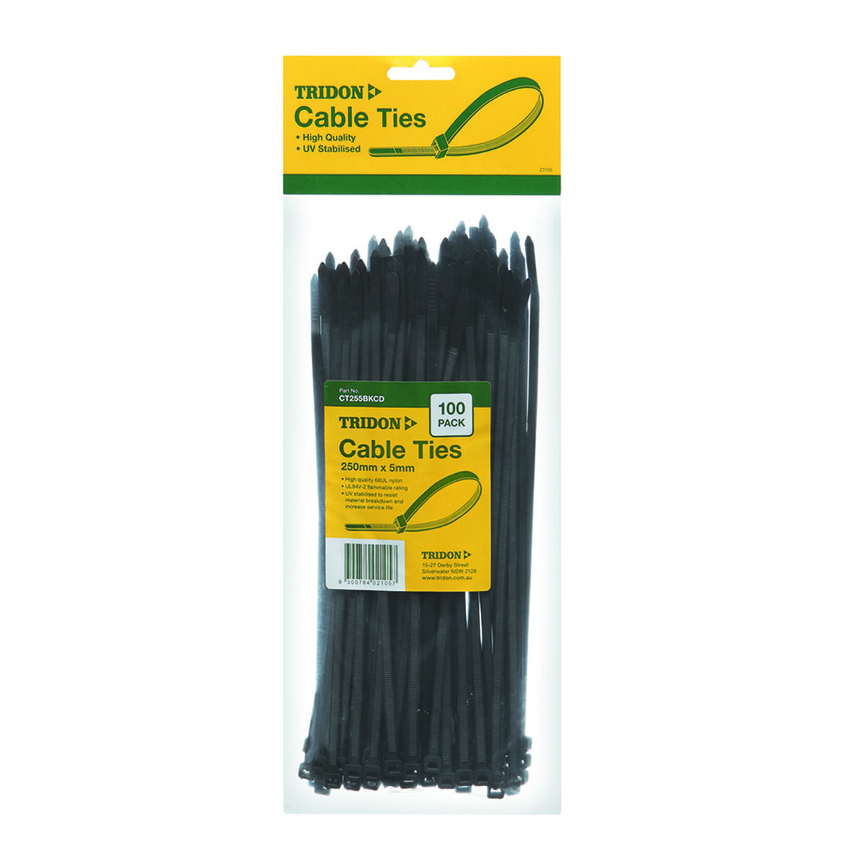 Tridon Cable Ties - Black, 250mm x 5mm, 100 Pack, , scanz_hi-res
