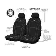 R.M. Williams Canvas Seat Cover Black Adjustable Headrests Size 30 Front Pair Airbag Compatible, , scanz_hi-res