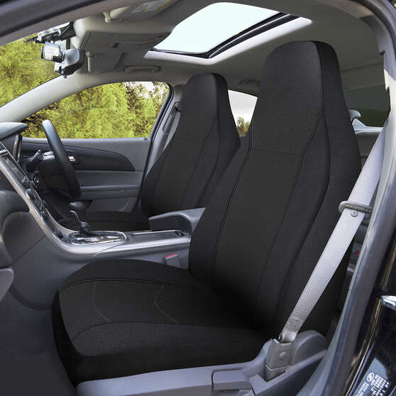 SCA Jacquard Seat Covers Black Built-In Headrests Airbag Compatible, , scanz_hi-res