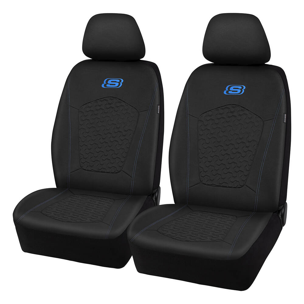 Skechers Gel Memory Foam Seat Covers Black/Blue Adjustable