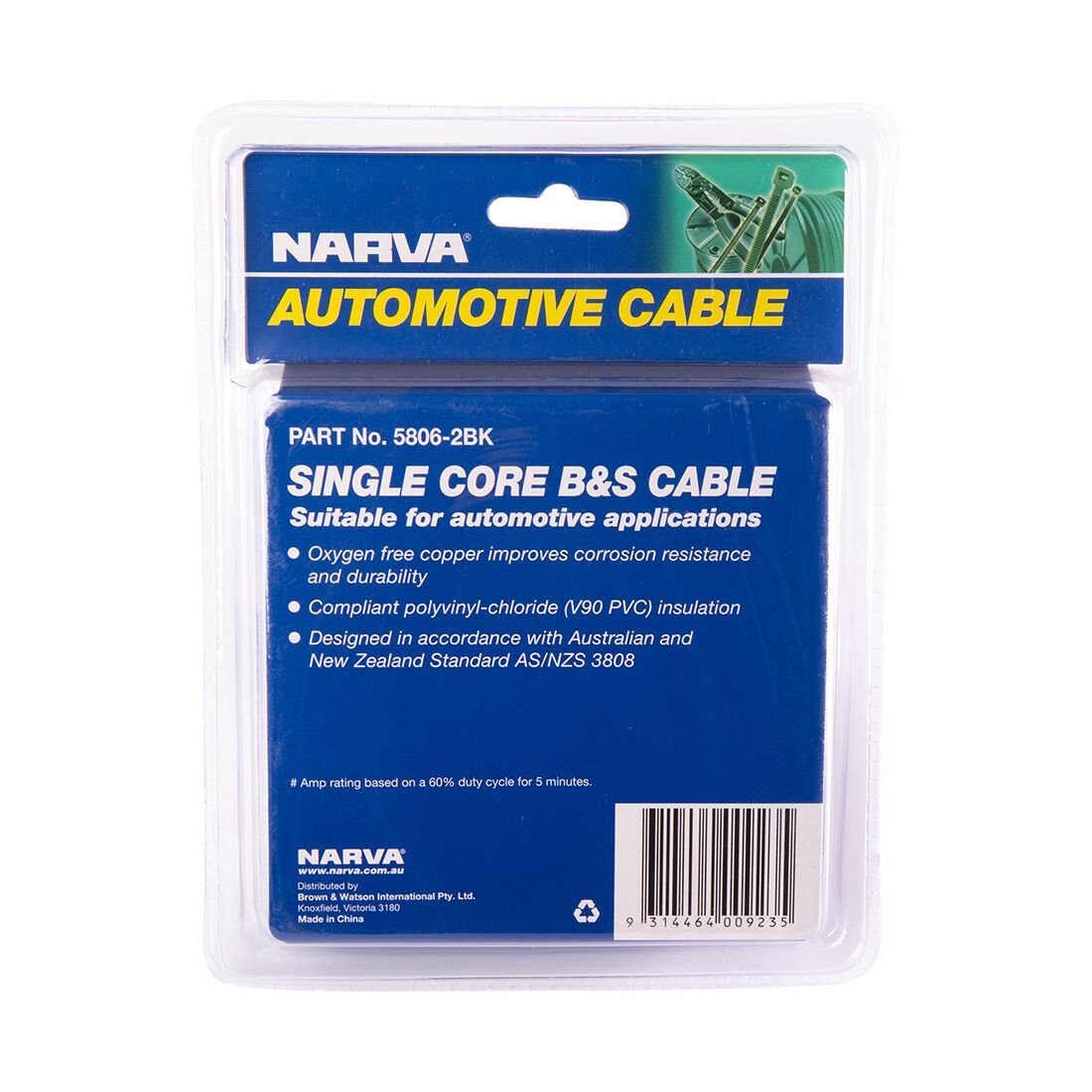 Narva Battery & Starter Cable, 140 Amp, 14mm x 2m - Black, , scanz_hi-res