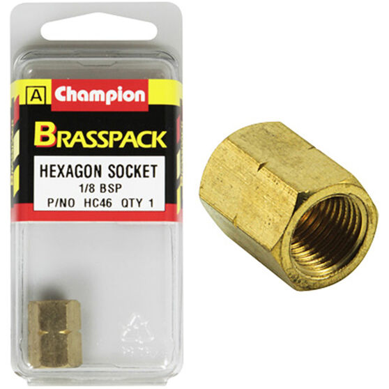Champion Hex Socket - 1 / 8inch, Brass, , scanz_hi-res