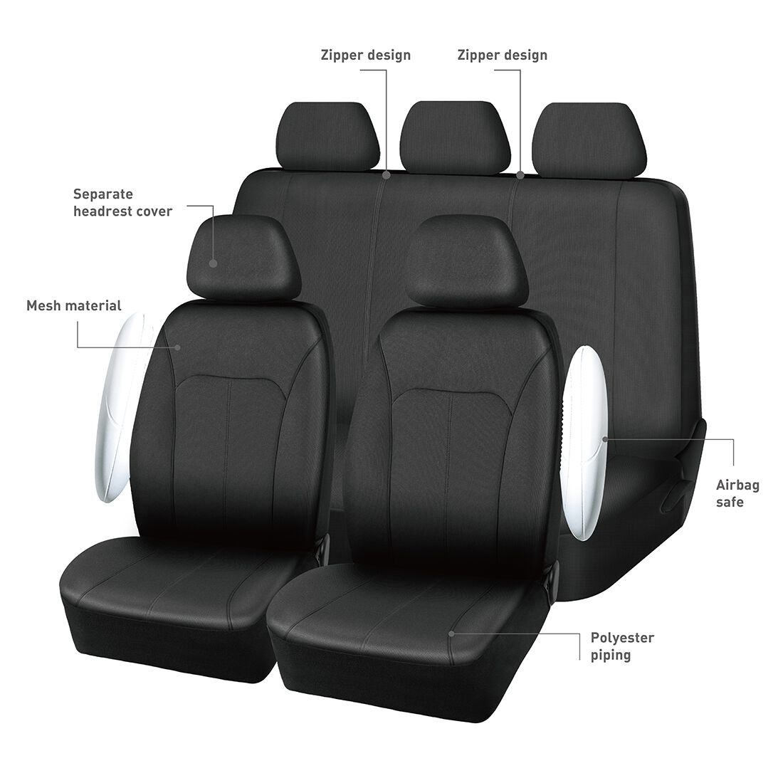 SCA Mesh Seat Covers Set Black, Adjustable Headrests, Airbag Compatible, Size 30A&06H, , scanz_hi-res