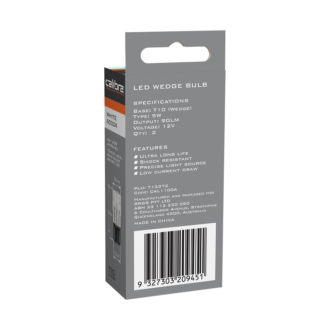 Calibre Automotive Globes - LED White Wedge, 12V, 5W, T-10, , scanz_hi-res