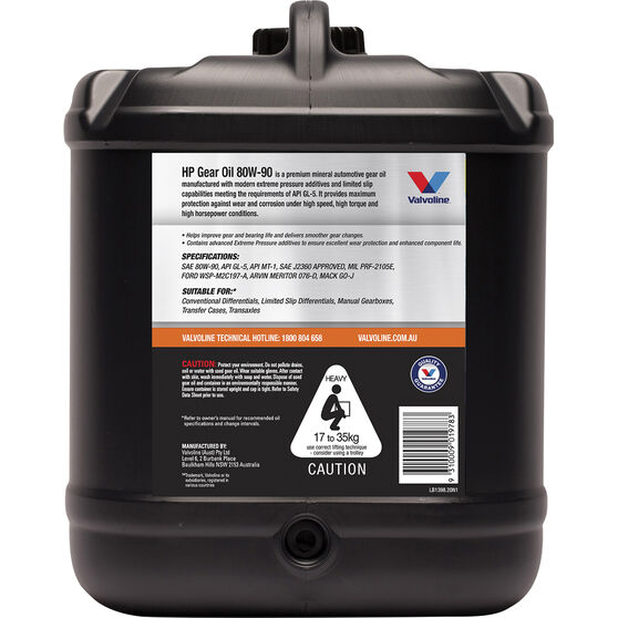 Valvoline Duragear HP Gear Oil 80W90 20 Litre Supercheap Auto New