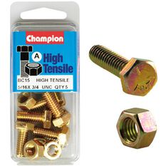 Champion High Tensile Bolts and Nuts BC15, 5/16"UNC x 3/4", , scanz_hi-res