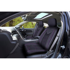 SCA Sports Leather Look And Mesh Seat Covers - Black And Purple, Adjustable Headrests, Airbag Compatible, , scanz_hi-res