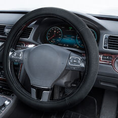 SCA Suede Velour Steering Wheel Cover Black 380mm Diameter, , scanz_hi-res