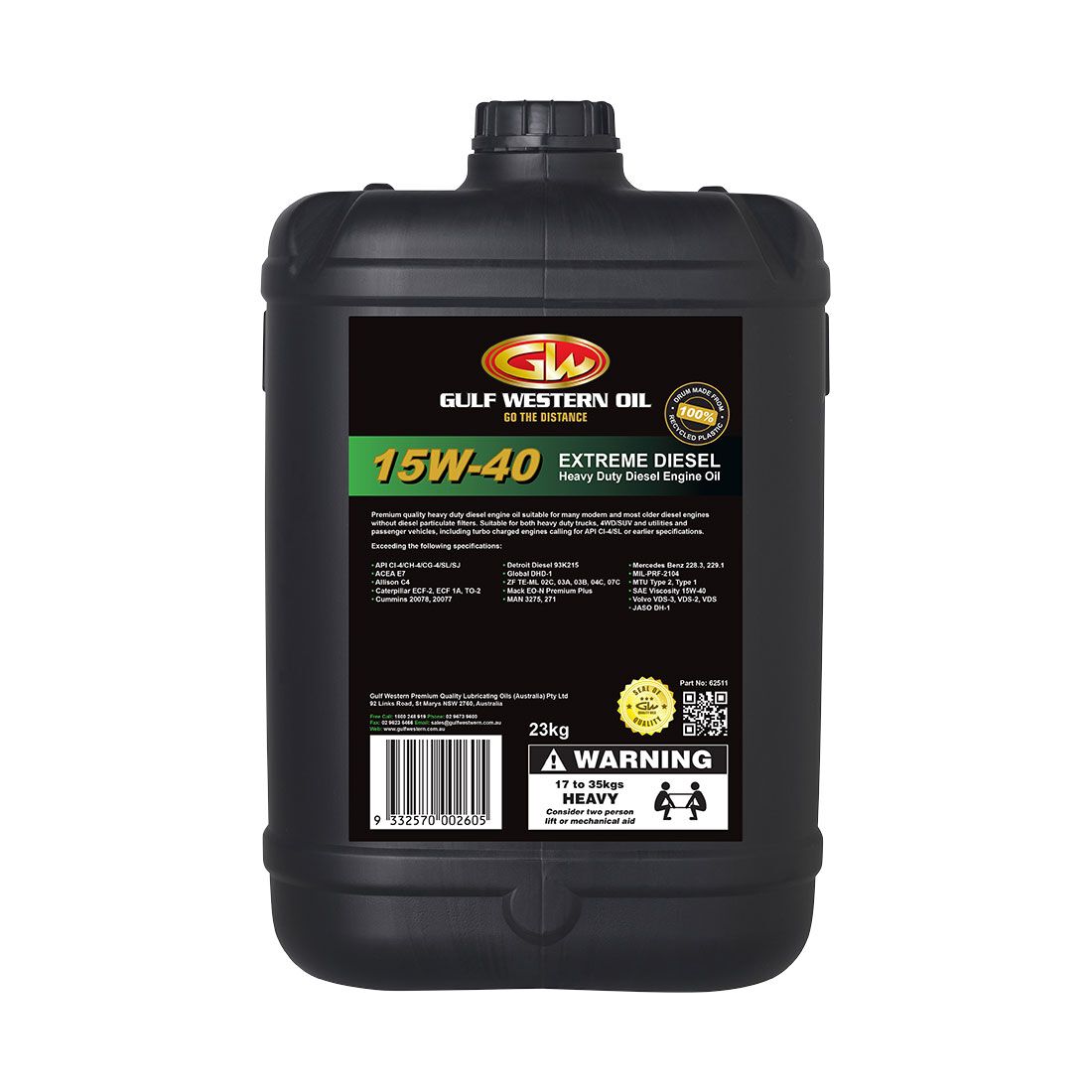 Gulf Western Extreme Diesel Engine Oil - 15W-40 25 Litre, , scanz_hi-res