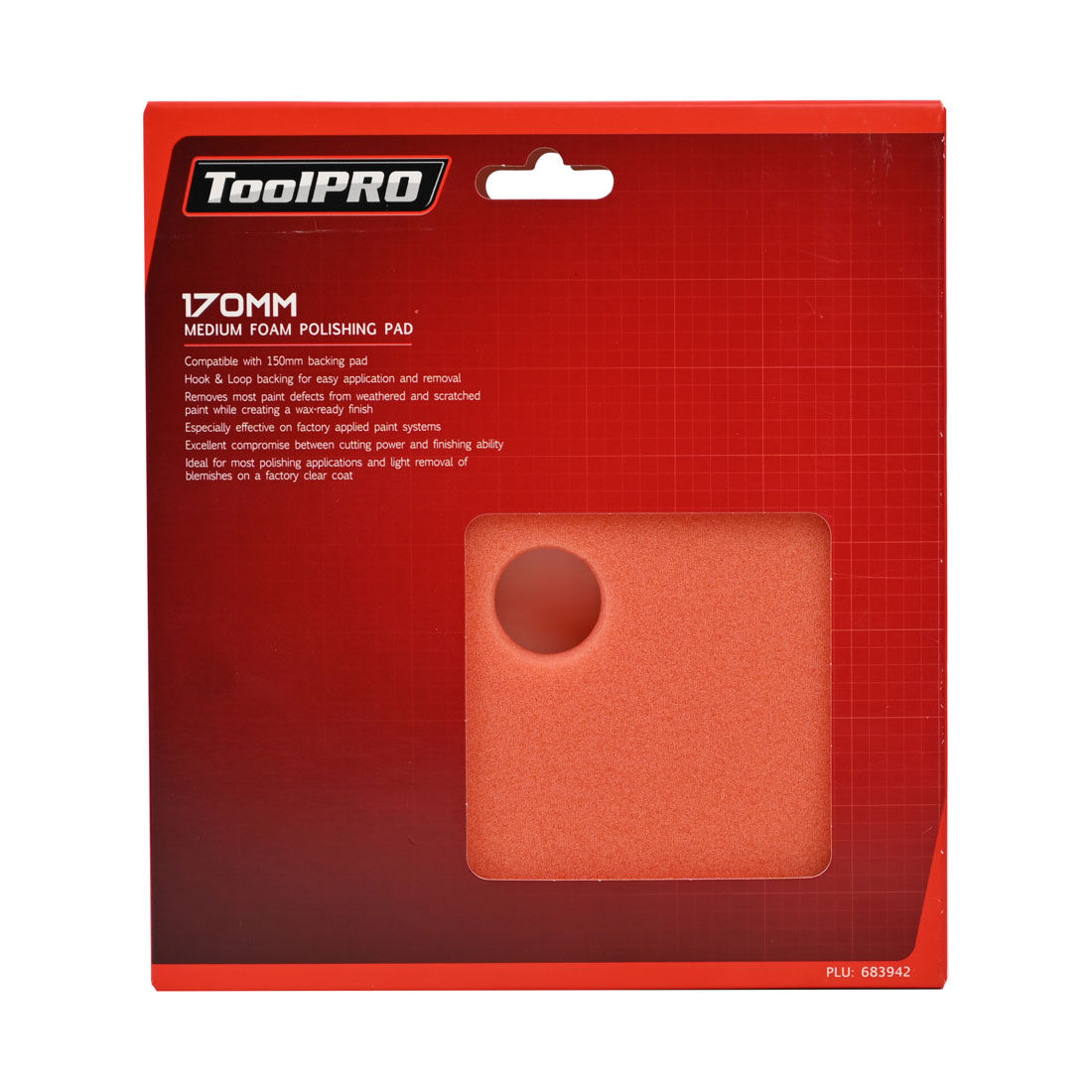 ToolPRO 170mm Medium Foam Polishing Pad  Orange, , scanz_hi-res