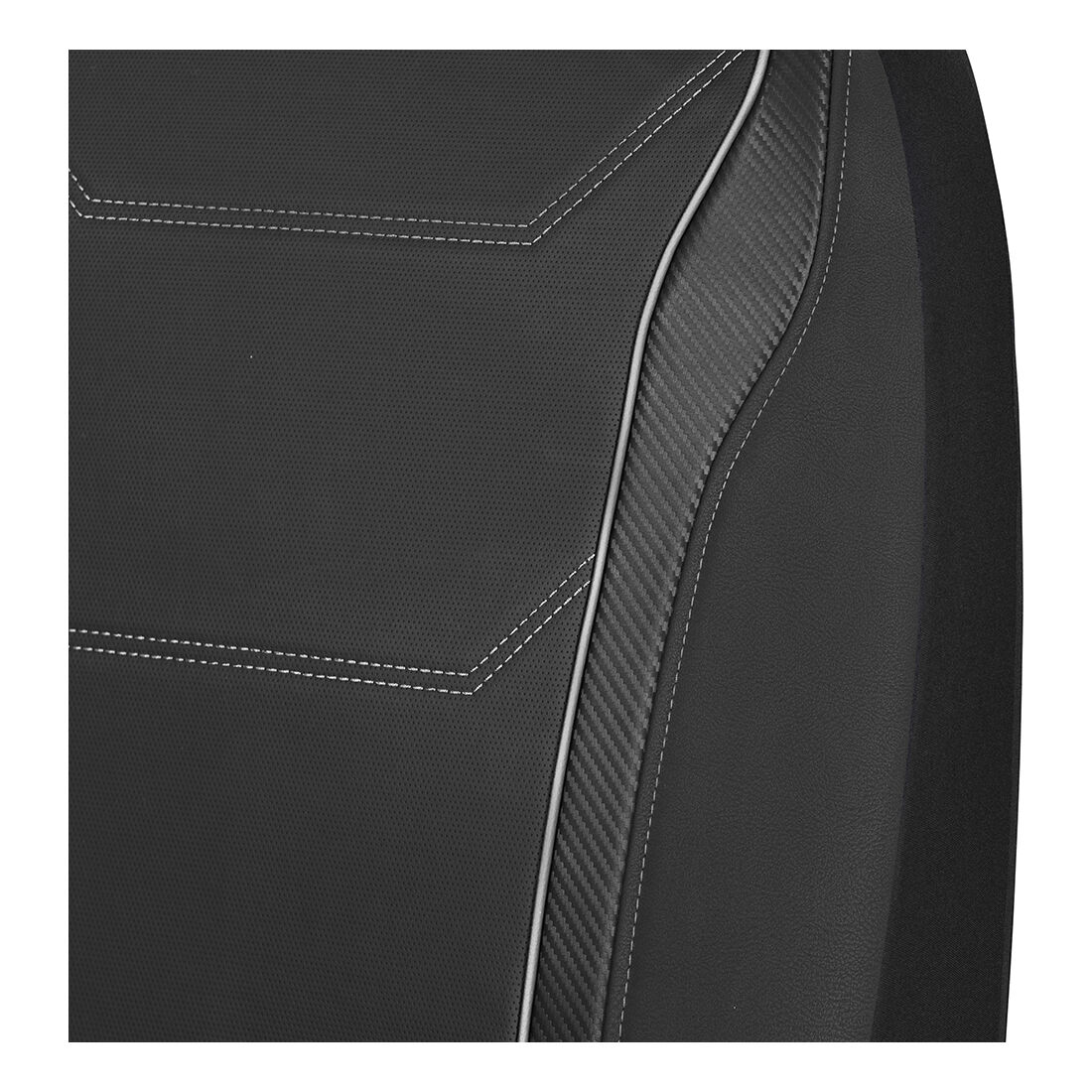 SCA Sports Leather Look & Carbon Seat Covers Black Adjustable Headrests Airbag Compatible, , scanz_hi-res