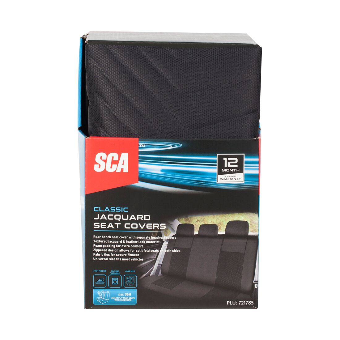 SCA Jacquard & Leather Look Seat Covers Black, Rear, Airbag Compatible, Size 30A, , scanz_hi-res