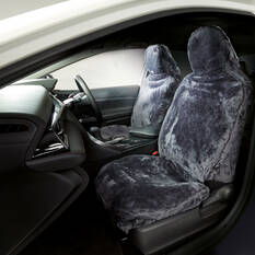 Gold CLOUDLUX Sheepskin Seat Covers - Slate Built-in Headrests Size 60 Front Pair Airbag Compatible, , scanz_hi-res