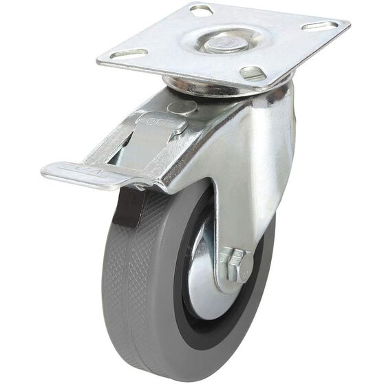 SCA Castor Wheel - 100 x 25mm, Metal Brake, Swivel, , scanz_hi-res