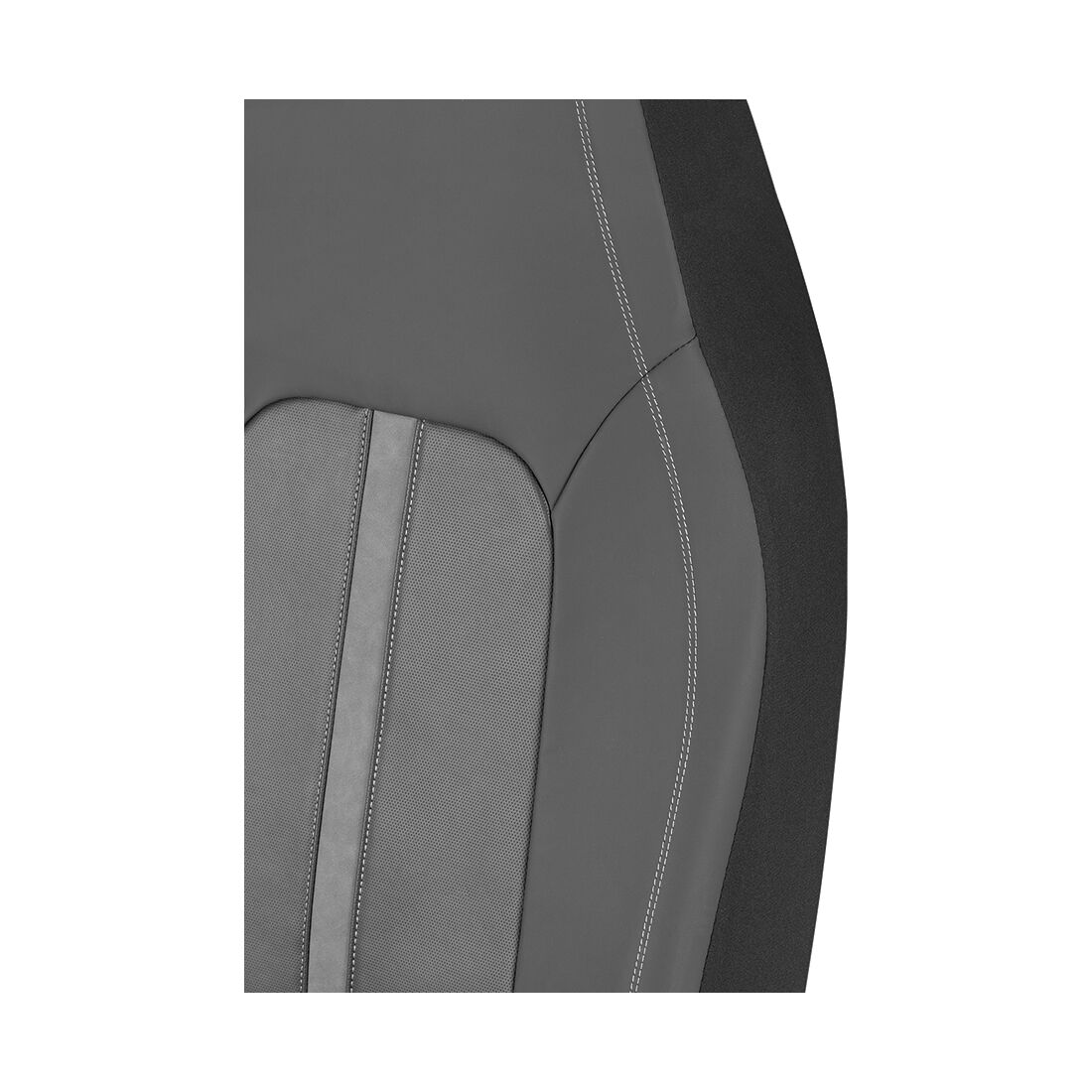 SCA Seat Cover Sports Black & Grey Metallic Leather Look, Built-in Headrests, Airbag Compatible, Size 60A, , scanz_hi-res