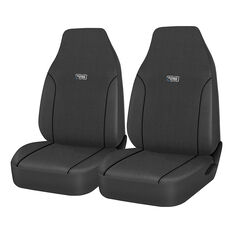 Ridge Ryder Canvas Seat Covers Charcoal/Black Piping Built-In Headrests Airbag Compatible 60SAB, , scanz_hi-res