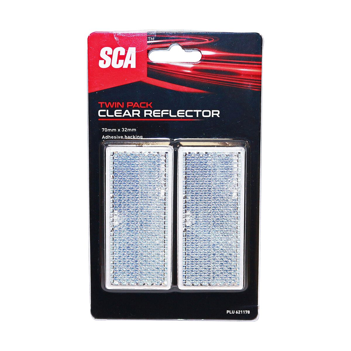 SCA Reflector Twin Pack Rectangular Clear 70 x 32mm, , scanz_hi-res