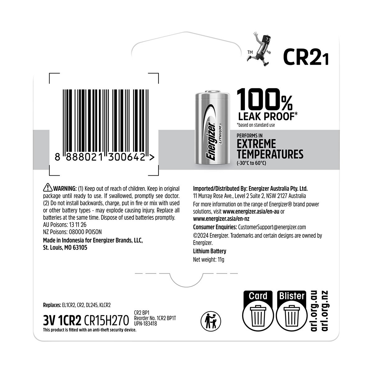 Energizer Speciality CR2 1pk, , scanz_hi-res