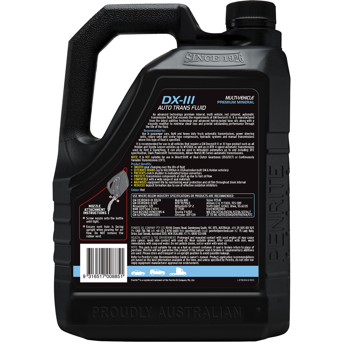 Penrite Automatic Transmission Fluid - DX-III, 4 Litre, , scanz_hi-res