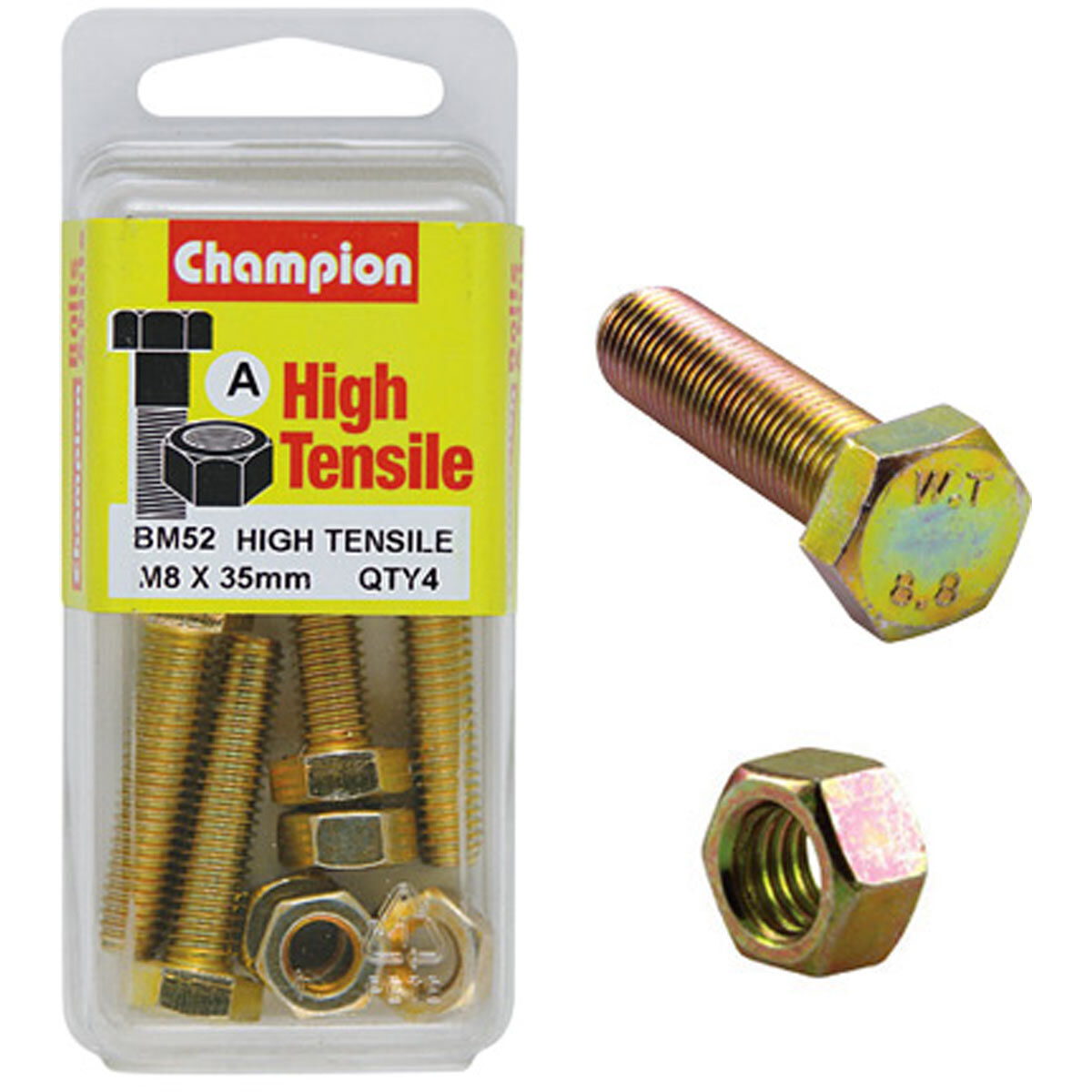 Champion High Tensile Bolts and Nuts BM52, M8x1.25 x 35mm, , scanz_hi-res