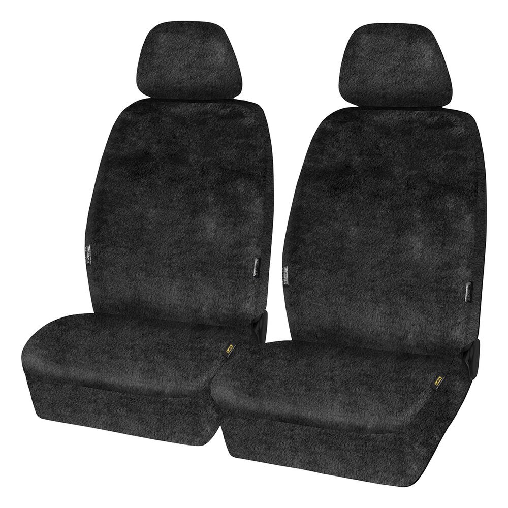 SCA Luxury Fur Seat Covers Black Adjustable Headrests Airbag Compatible