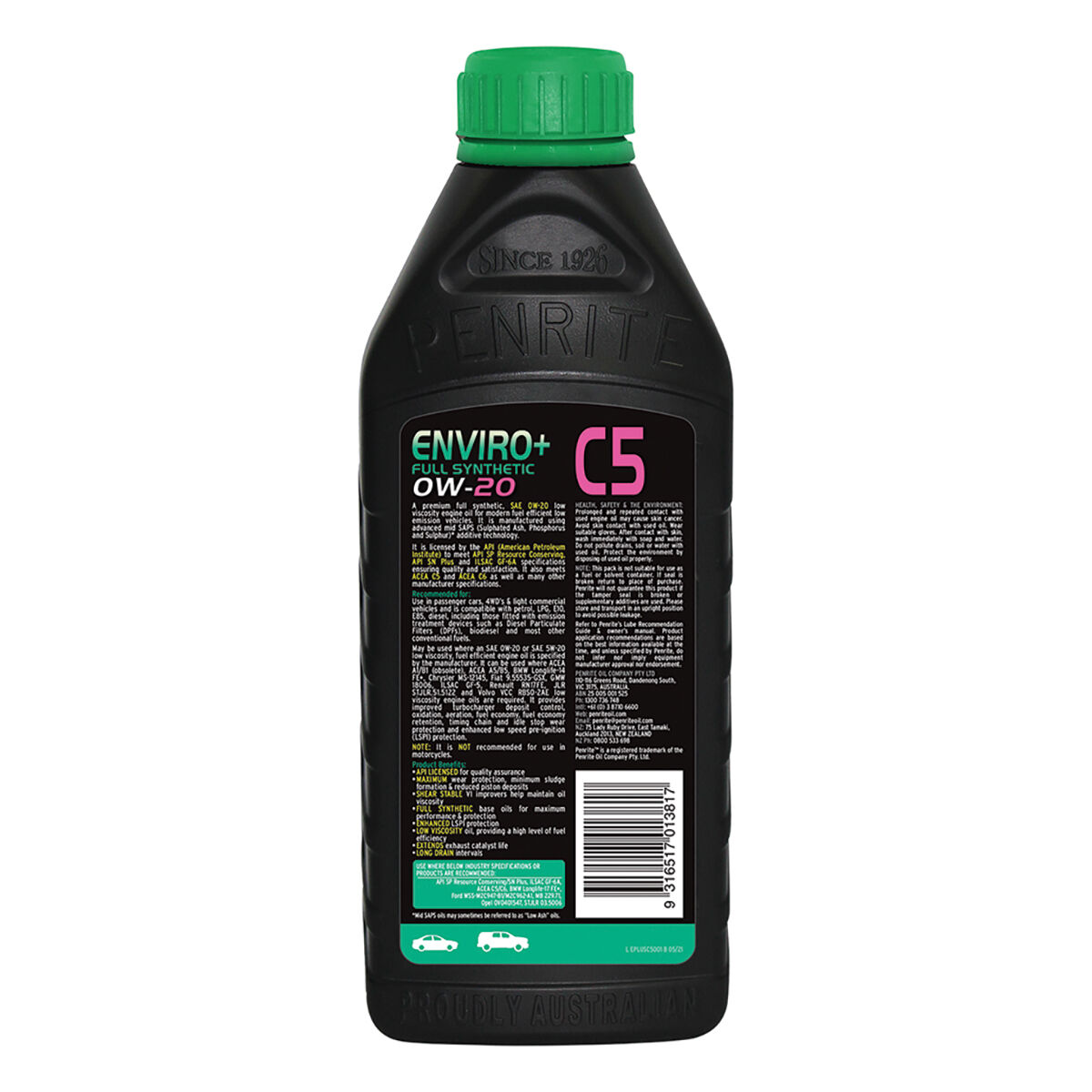 Penrite Enviro+ C5 0W-20 1 Litre, , scanz_hi-res
