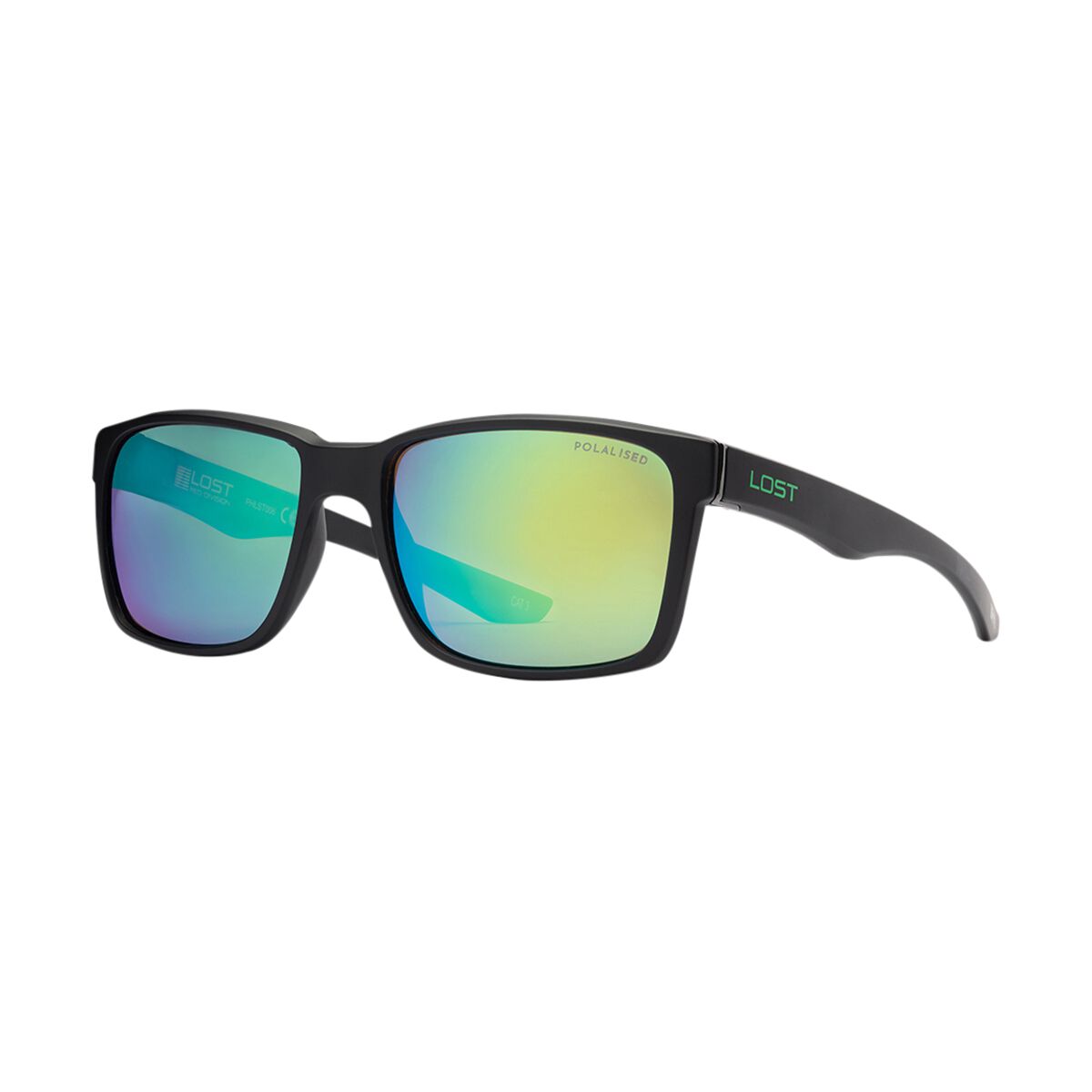 LOST Sunglasses Silverstone Green Polarised Matt Black, , scanz_hi-res