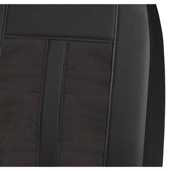 SCA Premium Jacquard & Leather Look Seat Covers Black/Red Adjustable Headrests Airbag Compatible 30SAB, , scanz_hi-res