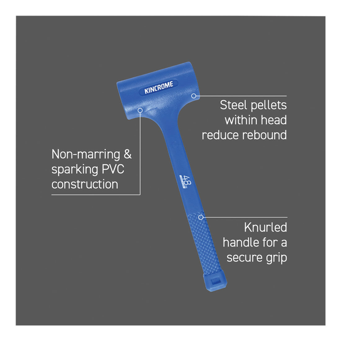 Kincrome Dead Blow Hammer Graphite 48oz, , scanz_hi-res